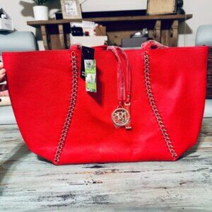 Badgley Mischka Red Tote Purse Bag Vegan Leather Brand New (MSRP $139)